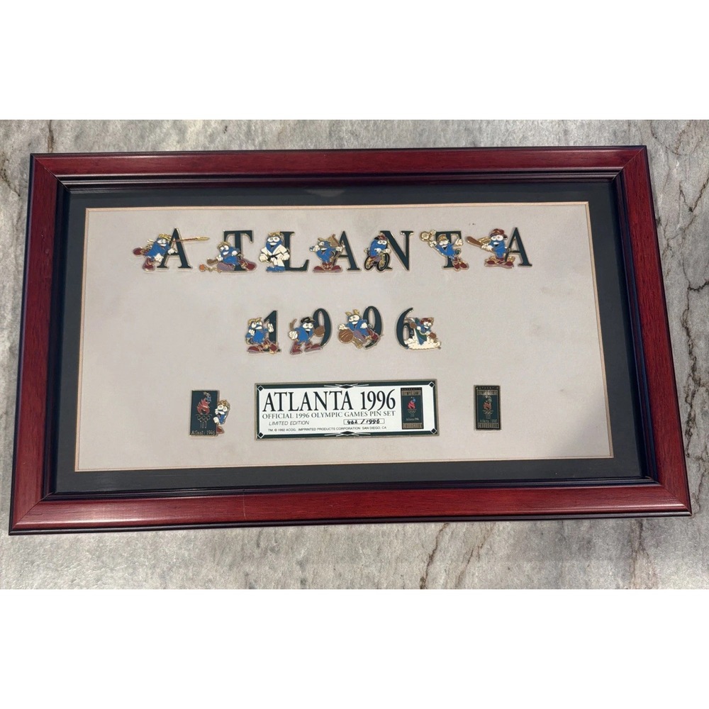 1996 atlanta olympic mascot Limited Edition pins #462/1996 Framed With COA